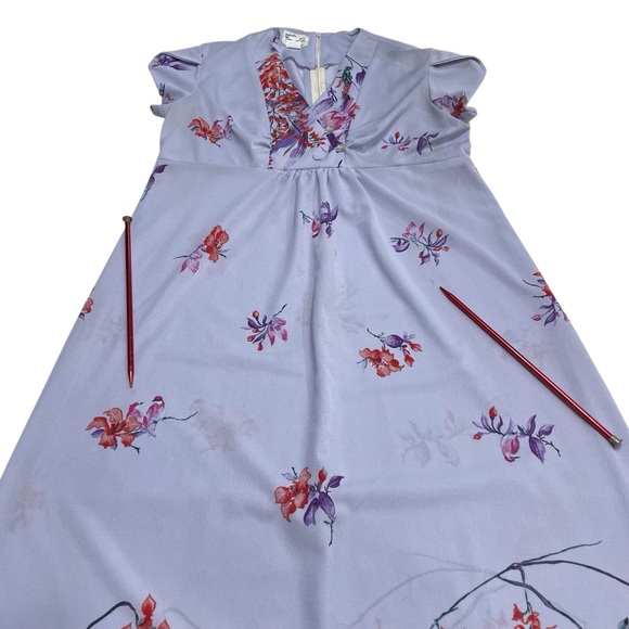 Tropicana Originals Maxi Dress Hawaiian Muumuu Floral Birds Vintage Luau 70s - Picture 15 of 15